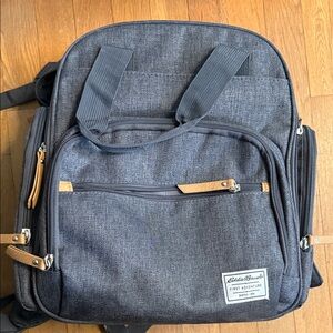 Eddie Bauer Charcoal diaper bag with Tan Accents